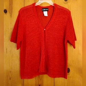 Sag Harbor Loose Knit One Button Front Cardigan